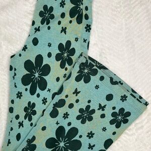 Urban Outfitters Floral Boot Cut Pants - Green Teal